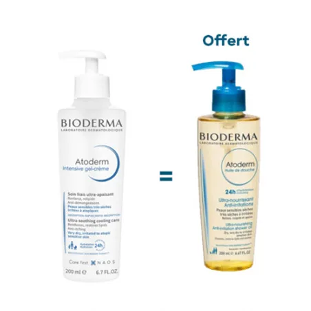 BIODERMA COFFRET ATODERME GEL CREME 200ML+ ATODERM HUILE