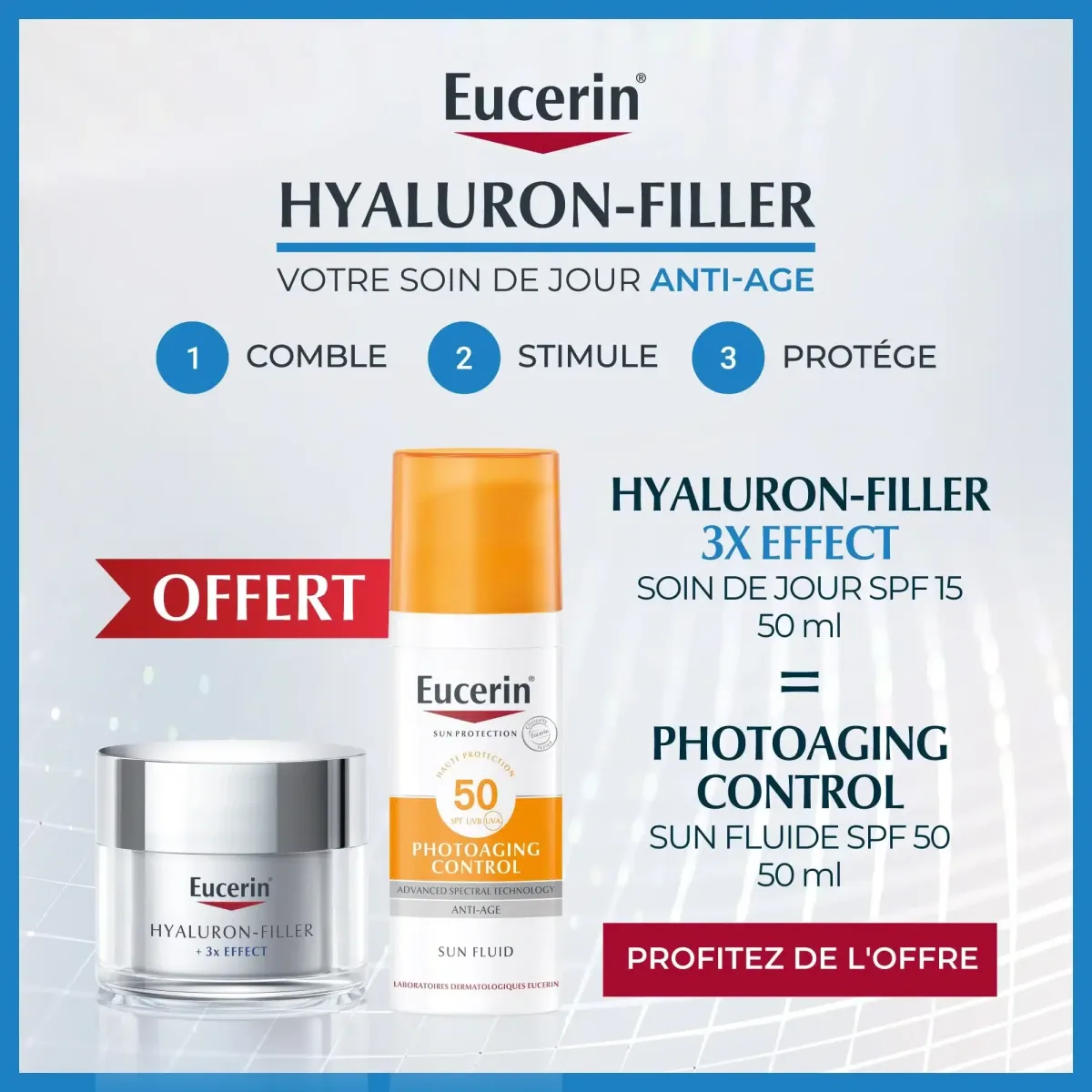 EUCERIN PACK HYALURON-FILLER SOIN DE JOUR+FLUIDE ANTI-AGE 50ML