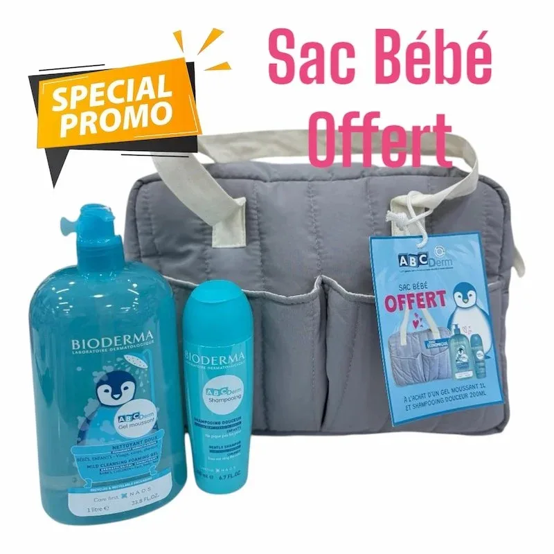 BIODERMA ABC DERM GEL MOUSSANT1L +SHAMPOOING 200ML+SAC