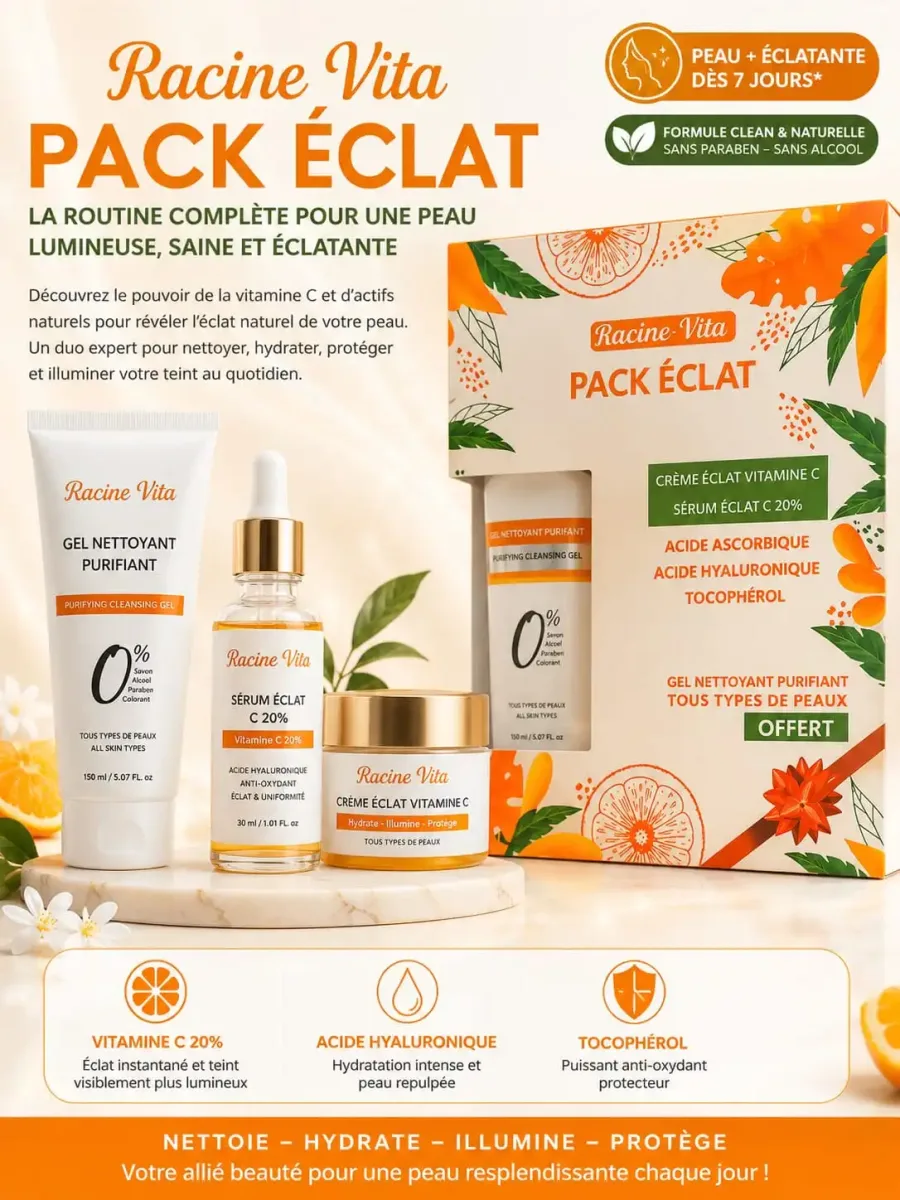 RV PACK ECLAT SERUM VITAMINE C20%+CREME ECLAT VITAMINE+GEL NETTOYANT OFFERT